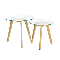 The Home Deco Factory Lot de 2 tables gigognes rondes en verre trempé - Transparent The Home Deco Factory - Lot de 2 tables gigognes rondes en verre trempé - Transparent - Design