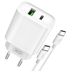 XO Chargeur Mural USB et USB-C 20W avec Câble USB-C Blanc 