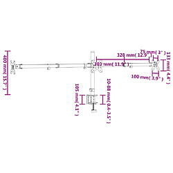 vidaXL Support de moniteur triple noir acier VESA 75/100 mm pas cher