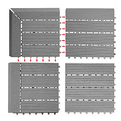 Acheter Decoshop26 Carrelage de sol WPC balcon terrasse aspect bois 11 pièces 30x30cm 1m² décalage en teck linéaire couleur café 04_0005434