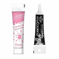 Scrapcooking Gel colorant alimentaire rose 20 g + Stylo glaçage noir