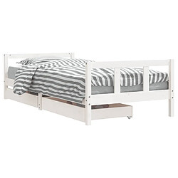 Maison Chic Lit d'Enfant Chambre - Cadre de lit pour enfant tiroirs blanc 90x200 cm bois de pin massif -MN24184