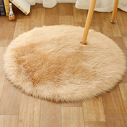 LUUCOZK Tapis moelleux en fausse fourrure Tapis à poils longs pour chambre à coucher SalonChambre-Beige-60 cm de diamètre