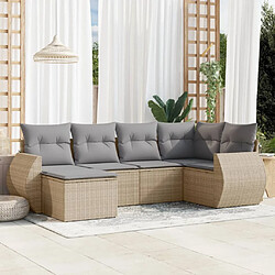 vidaXL Salon de jardin avec coussins 6 pcs beige résine tressée 