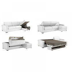 Avis Inside 75 Canapé d'angle DREAMER convertible EXPRESS 140cm CUIR VACHETTE blanc cassé matelas 16 cm