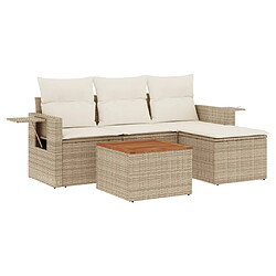 vidaXL Salon de jardin avec coussins 5 pcs beige résine tressée