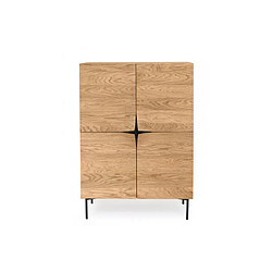 Mes Buffet haut 4 portes 100x48x140 cm décor chêne - MILENA 