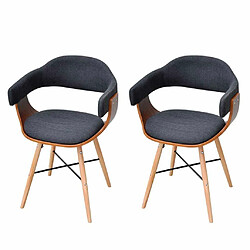 Maison Chic Lot de 2 Chaises à manger,Chaise pour cuisine,Solide Structure gris foncé bois courbé et tissu -MN14960