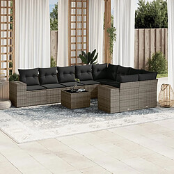 Maison Chic Salon de jardin avec coussins 10 pcs, Ensemble Tables et chaises de jardin, gris résine tressée -GKD538703