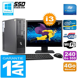 PC Fujitsu Esprimo E500 E85+ SFF I3-2100 4Go Disque 240Go SSD Wifi W7 Ecran 27" · Occasion 