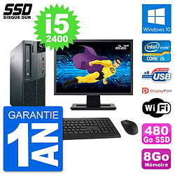 PC Lenovo M81 SFF Ecran 22" Intel Core i5-2400 RAM 8Go SSD 480Go Windows 10 Wifi 