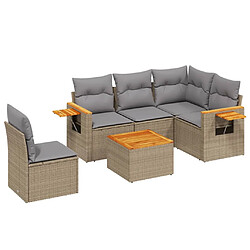 vidaXL Salon de jardin avec coussins 6 pcs beige résine tressée