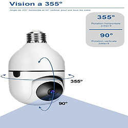 Ampoule caméra wifi intelligente de surveillance vision HD 355° nocturne IP66 audio bidirectionnelle + micro SD 128go