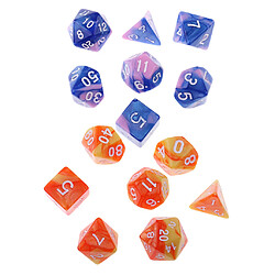 14pcs Polyédracine Die Acrylic Pour Dungeons & Dragons Jeux De Casino RPG MTG Orange Blue