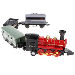 Jouet de train rétro en alliage Alliage Diecast Retro Train À Vapeur Pull Back Car Set Enfants Jouet Cadeau - Rouge