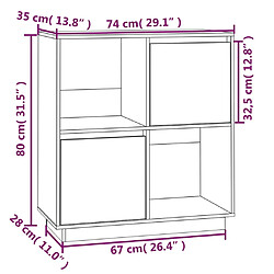 vidaXL Buffet noir 74x35x80 cm bois massif de pin pas cher