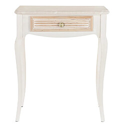 Pegane Console / Table console en MDF coloris blanc/naturel avec 1 tiroir - Longueur 60 x Profondeur 40 x Hauteur 72.5 cm