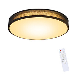 NETTLIFE Plafonnier LED Ronde 38W Noir Dimmable avec Télécommande Moderne Lampe avec Chambre 38CM Plafonnier en Tissu pour Salon Couloir Cuisine