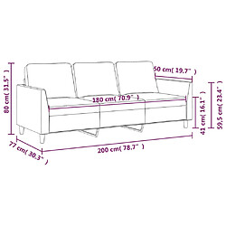 vidaXL Canapé à 3 places Crème 180 cm Similicuir pas cher