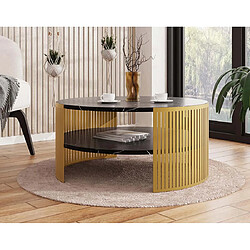 Avis Bestmobilier Cruz - table basse - effet marbre noir et doré - 75 cm