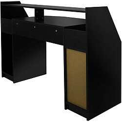 Helloshop26 Bureau informatique multi rangements 123 cm MDF design moderne d'ordinateur PC table d'étude noir 01_0001108