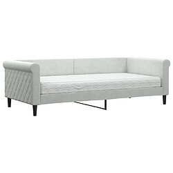 Maison Chic Lit de jour avec matelas, Lit de repos Lit d'invité pour Salon Chambre,Canapé-lit gris clair 90x200 cm velours -MN95007