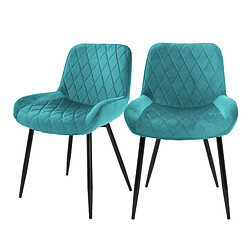 ML-Design Set de 4 chaises de salle à manger rembourré velours pétrole fauteuils moderne