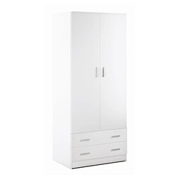 Webmarketpoint Armoire polyvalente avec deux portes et deux tiroirs Blanc 77x52x h182 cm