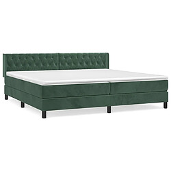 Maison Chic Lit adulte- Lit + matelas,Sommier à lattes de lit et matelas Vert foncé 200x200cm Velours -GKD41486