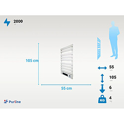 Pur Line Sèche-serviettes électrique aluminium blanc display LED 1500W pas cher