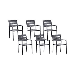 Beliani Lot de 6 chaises Bois d'ingénierie Noir VERNIO 