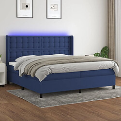 Sommier à lattes,Cadre à lattes de lit pour Adulte matelas et LED Bleu 200x200 cm Tissu -MN98045