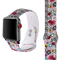 Wewoo Courroie d'impression en silicone pour Apple Watch séries 5 et 440 mm motif fleur de couleur 