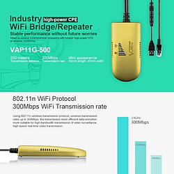 Wewoo VAP11G-500 Haute Puissance CPE 20dbm or Mini WiFi 300 Mbps Pont WiFi Répéteur Signal Booster, extérieure point à sans fil, aucun Abstacle pas cher