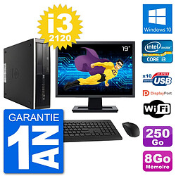 PC HP 8300 SFF Ecran 19" Intel i3-2120 RAM 8Go Disque 250Go Windows 10 Wifi - Occasion