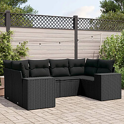 vidaXL Salon de jardin 6 pcs avec coussins noir résine tressée