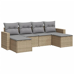 vidaXL Salon de jardin avec coussins 6 pcs beige résine tressée