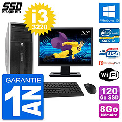 PC Tour HP 6300 CMT Ecran 22" Intel i3-3220 RAM 8Go SSD 120Go Windows 10 Wifi - Occasion