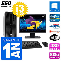 PC Tour HP EliteDesk 800 G1 Ecran 19" i3-4130 RAM 8Go SSD 480Go Windows 10 Wifi - Occasion