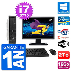 PC HP 8300 Elite SFF Ecran 27" Intel i7-3770 RAM 16Go Disque 2To Windows 10 Wifi - Occasion