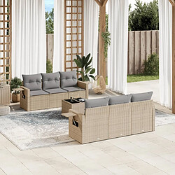 Maison Chic Salon de jardin avec coussins 7 pcs, Ensemble Tables et chaises de jardin, beige résine tressée -GKD845027