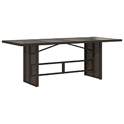 vidaXL Table de jardin dessus en verre marron 190x80x74 cm