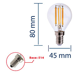 Avis VELAMP Ampoule à filament LED, sphère P45, 6W / 806lm, culot E14, 4000K