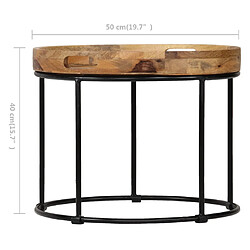 vidaXL Table basse Bois de manguier massif et acier 50x40 cm pas cher