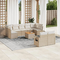 Maison Chic Salon de jardin avec coussins 10 pcs | Ensemble de Table et chaises | Mobilier d'Extérieur beige résine tressée -GKD67432