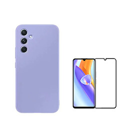 Kit de film en verre trempé de la couverture de 5D + couvercle de silicone liquide Phonecare pour Samsung Galaxy A15 - Violet