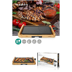 NEDIS Plancha grill électrique en aluminium Bois bambou 1800 W 43 X 23 cuisson antiadhésive plaque teppanyaki