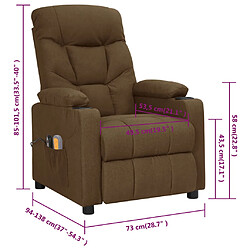 vidaXL Fauteuil électrique de massage Marron Tissu pas cher