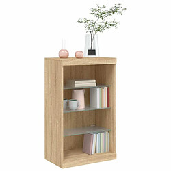 Maison Chic Commode Buffet - Meuble de rangement avec lumières LED chêne sonoma 60,5x37x100 cm -GKD91456 pas cher