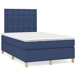 Maison Chic Lit adulte- Lit + matelas + LED,Sommier à lattes de lit matelas et LED bleu 120x190 cm tissu -GKD66009